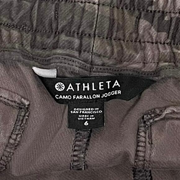 Athleta Farallon Jogger Pants Women’s 6 Green Khaki Camo Stretch Drawstring - Picture 5 of 13